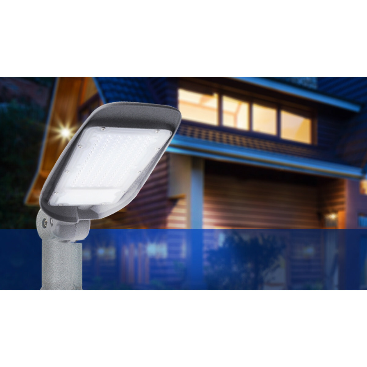 LED Straßenlaterne - Straßenbeleuchtung - Aigi Animo - 50W - Kaltweiß 6500K - Wasserdicht IP65 - Mattgrau - Aluminium