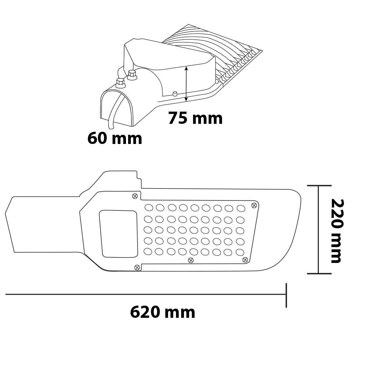 LED Straßenlaterne - Straßenbeleuchtung - Orny - 100W - Kaltweiß 6400K - Wasserdicht IP65 - Mattschwarz - Aluminium