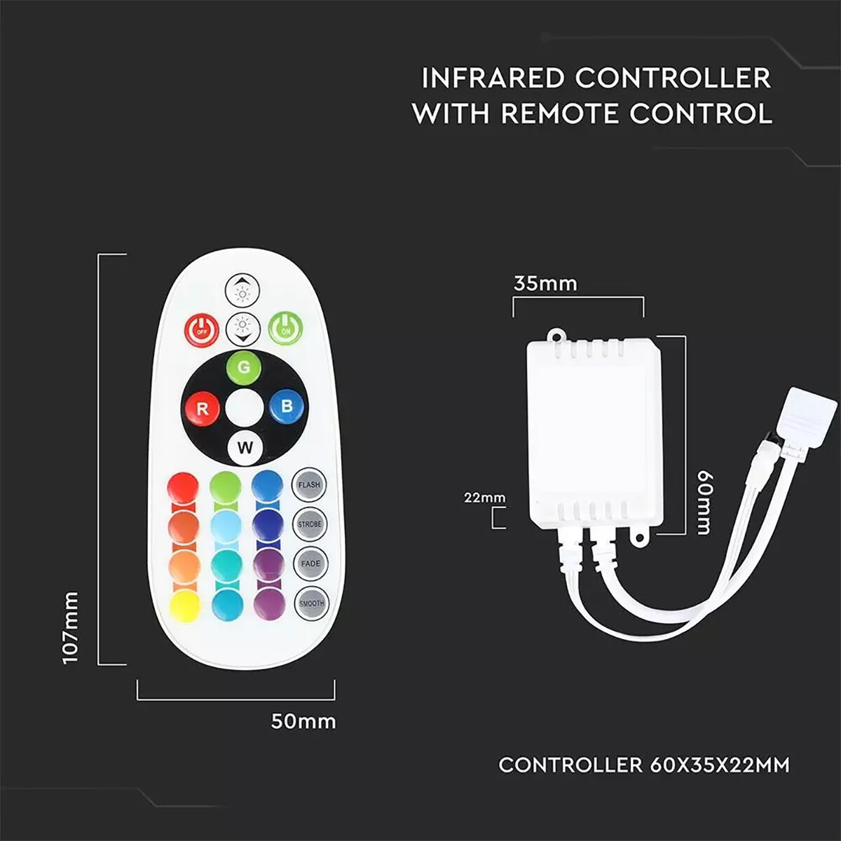 LED Strip Fernbedienungsset - Viron Esnaim - RGB-Controller - 72W - 12V - 2A