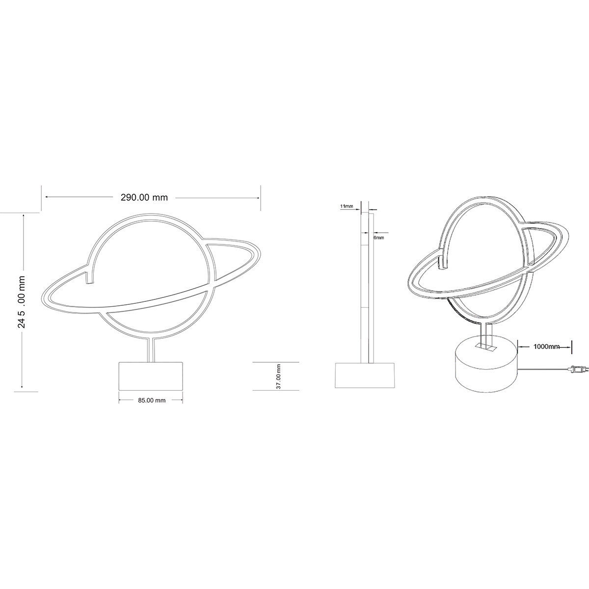 LED Tischlampe - Tischbeleuchtung - Trion World - 1.6W - USB-Anschluss - Rund - Matt Weiß - Kunststoff