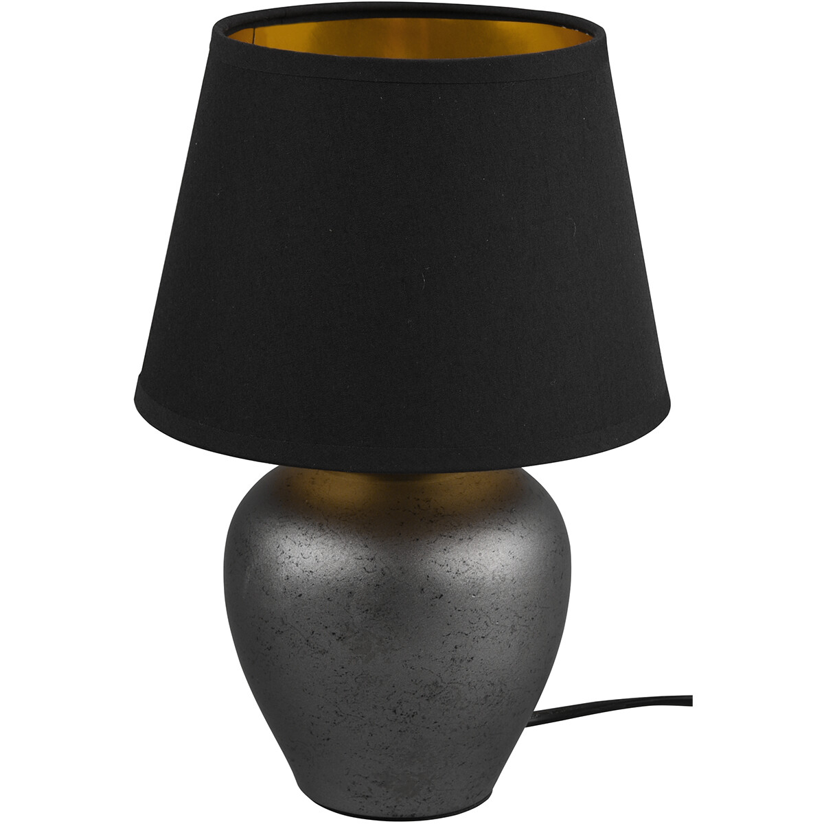 LED Tischlampe - Tischbeleuchtung - Trion Albino - E14 Fassung - Rund - Antik Nickel/Schwarz/Gold - Keramik - Ø180mm