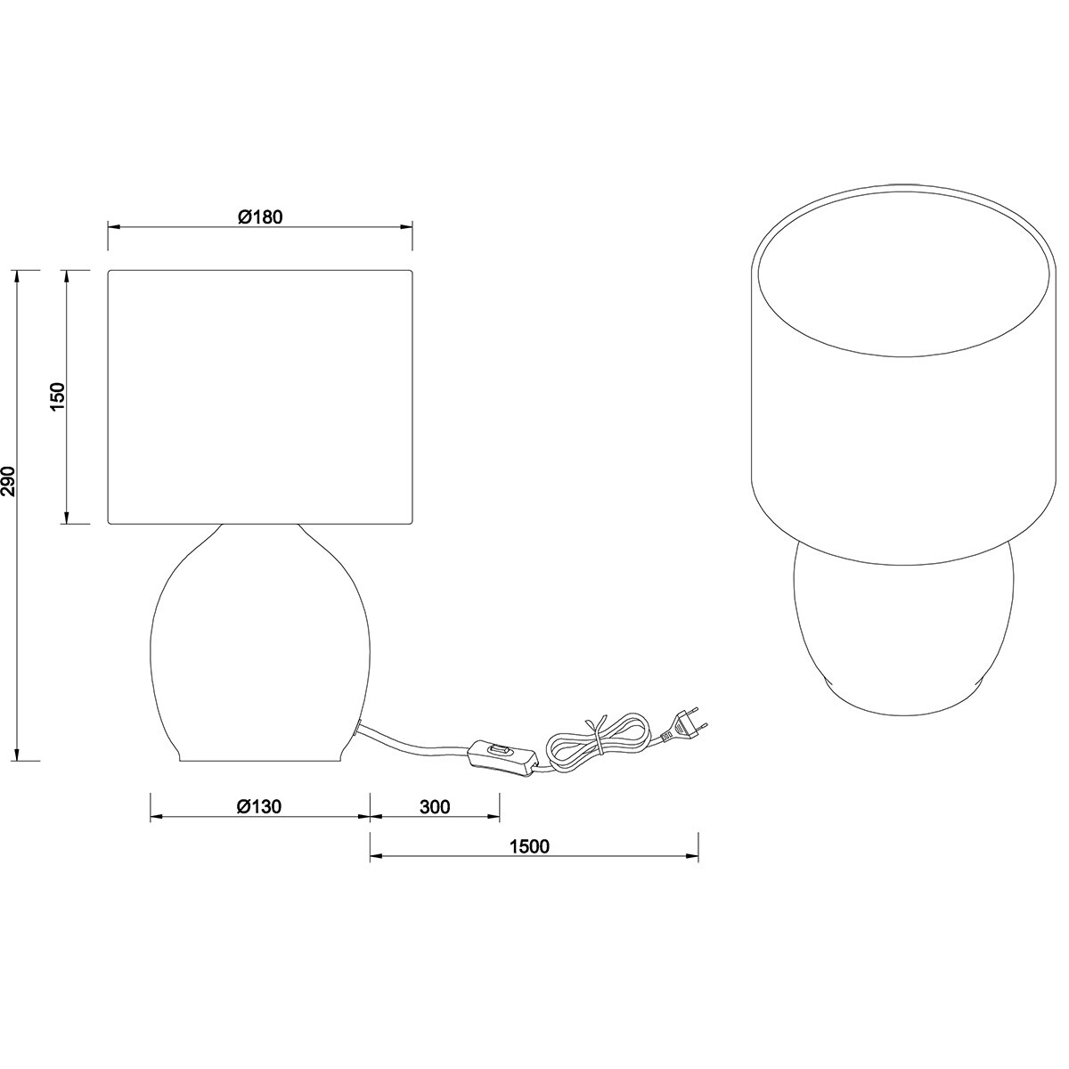 LED Tischleuchte - Tischbeleuchtung - Trion Alev - E14 Fassung - Rund - Grau - Glas