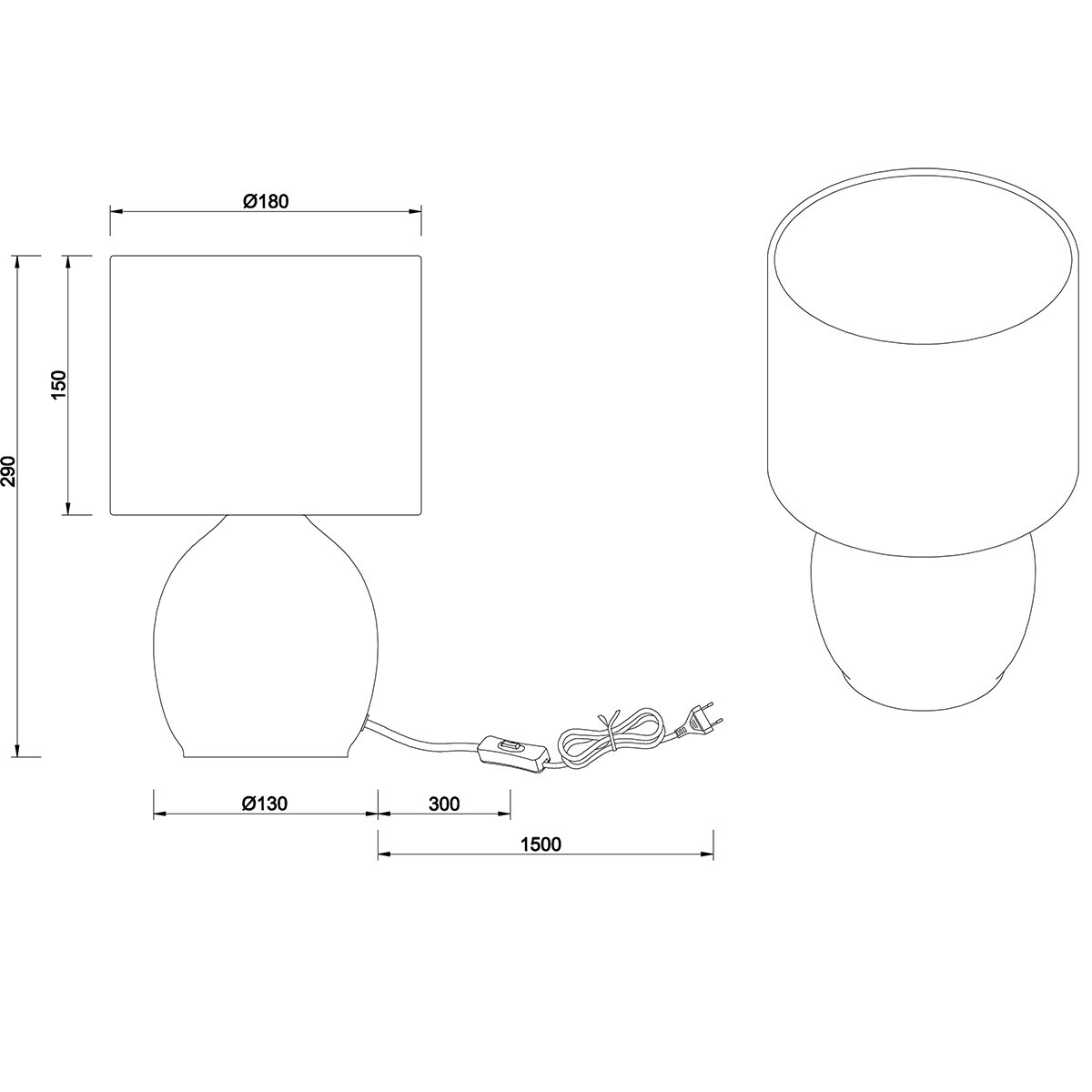 LED Tischleuchte - Tischbeleuchtung - Trion Alev - E14 Fassung - Rund - Grün - Glas