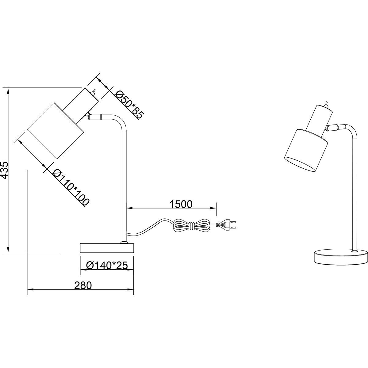 LED Tischlampe - Tischbeleuchtung - Trion Alimo - E14 Fassung - Rund - Matt Grau - Aluminium