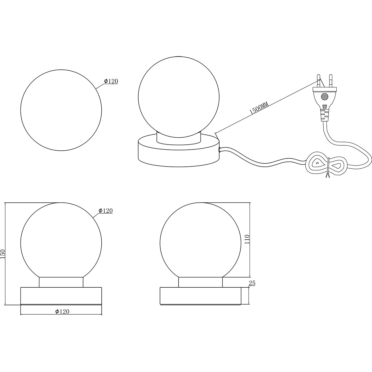 LED Tischlampe - Tischbeleuchtung - Trion Baldo - E14 Fassung - Rund - Matt Schwarz - Aluminium