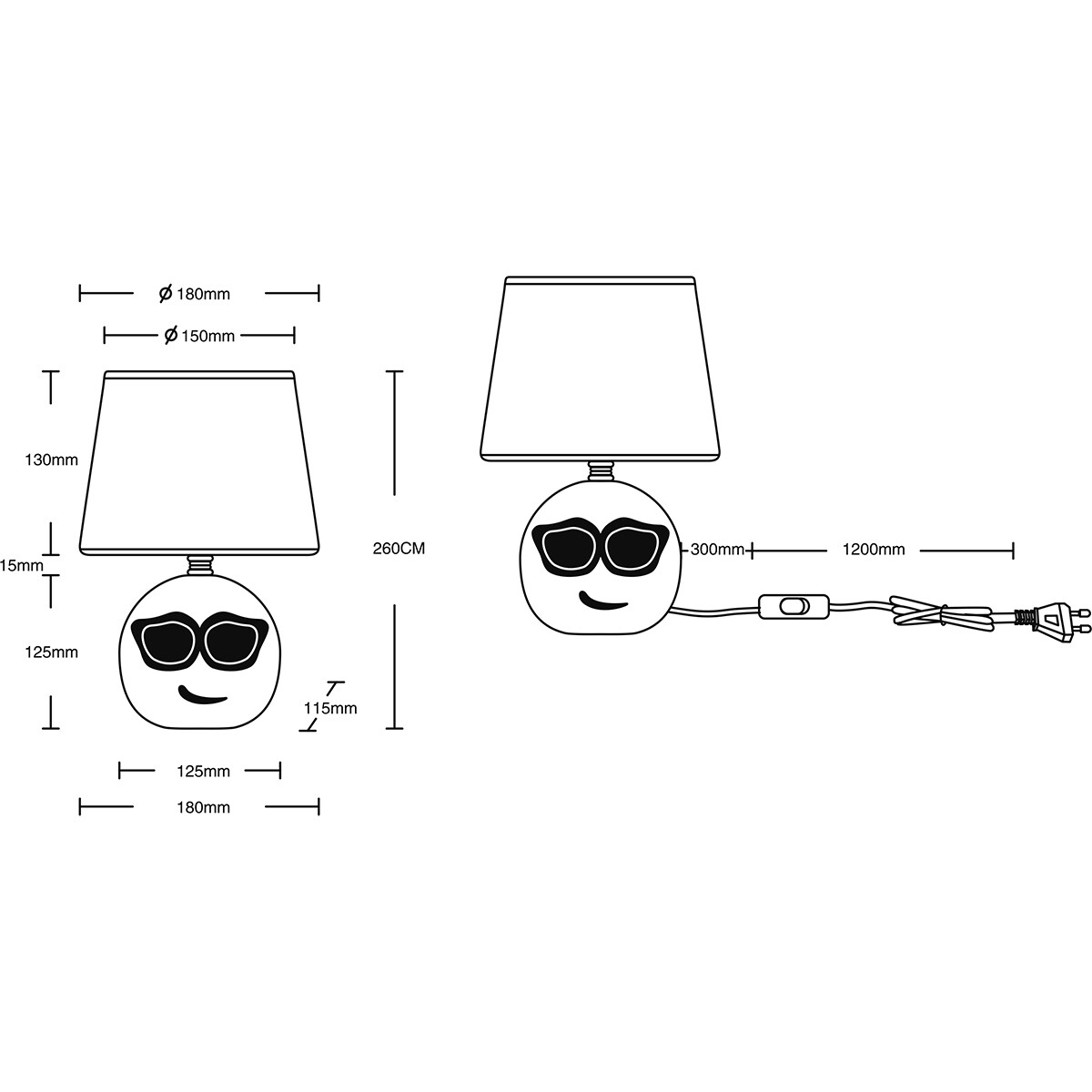 LED Tischlampe - Tischbeleuchtung - Trion Cooley - E14 Fassung - Rund - Matt Weiß - Keramik