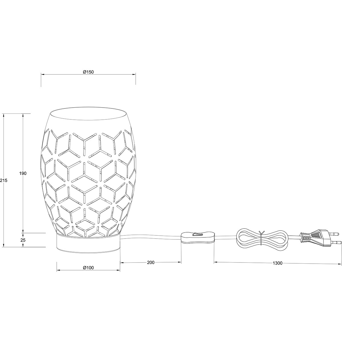 LED Tischlampe - Tischbeleuchtung - Trion Dabi - E27 Fassung - Rund - Schwarz/Gold - Metall