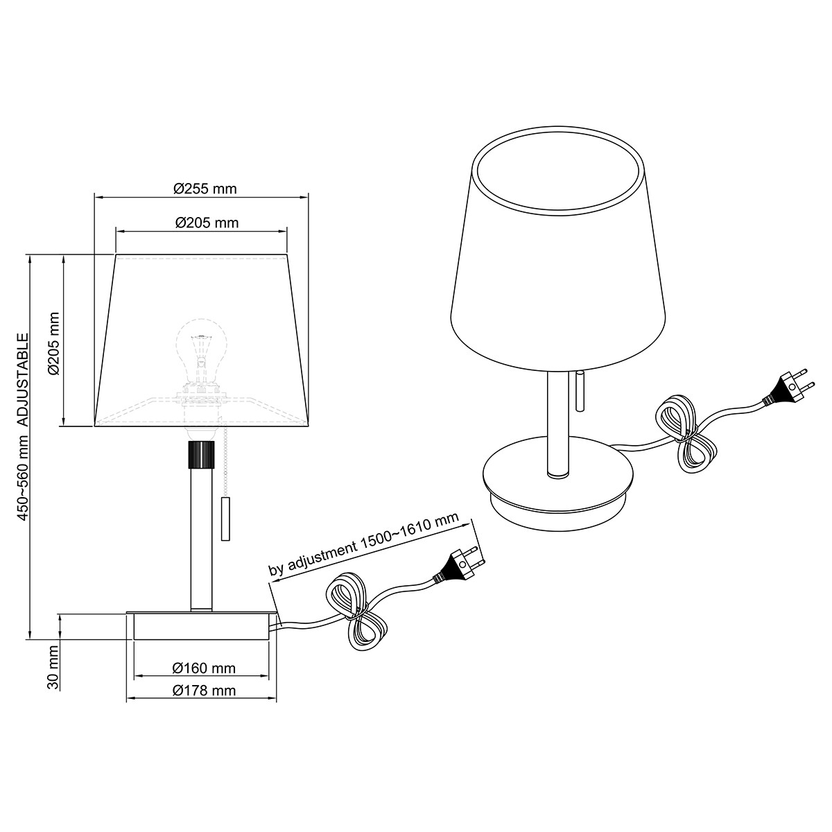 LED Tischlampe - Trion Dyon - E27 Sockel - Rund - Mattes Nickel - Aluminium