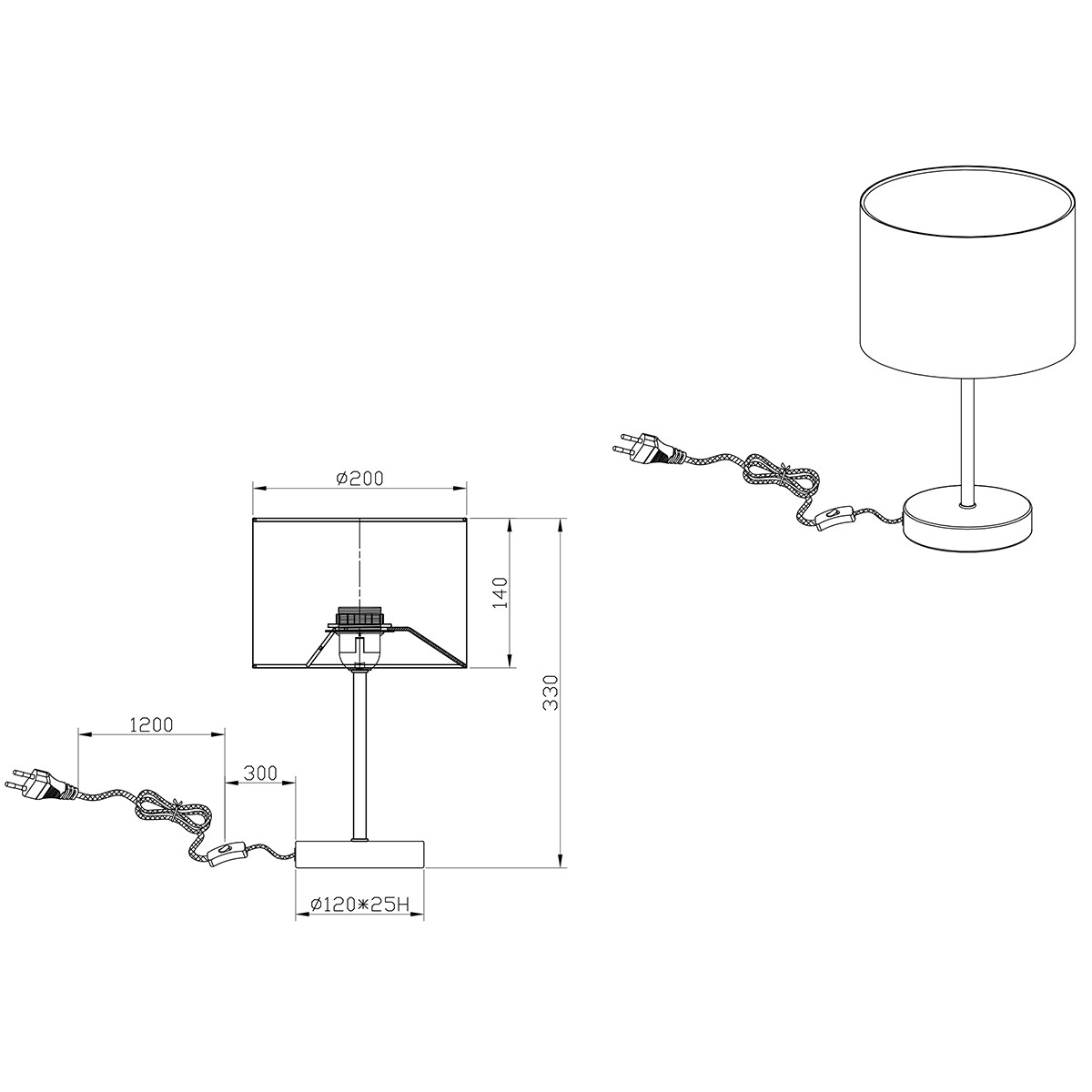 LED Tischlampe - Trion Hostons - E27 Sockel - Rund - Mattschwarz - Aluminium