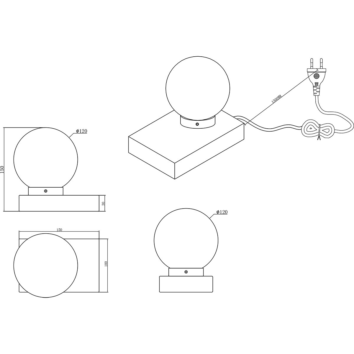 LED Tischleuchte - Tischbeleuchtung - Trion Ivar - E14 Fassung - Rund - Matt Schwarz - Metall