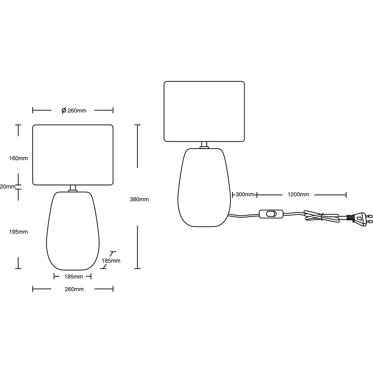 LED Tischlampe - Tischbeleuchtung - Trion Kalan - E27 Fassung - Rund - Matt Braun - Keramik