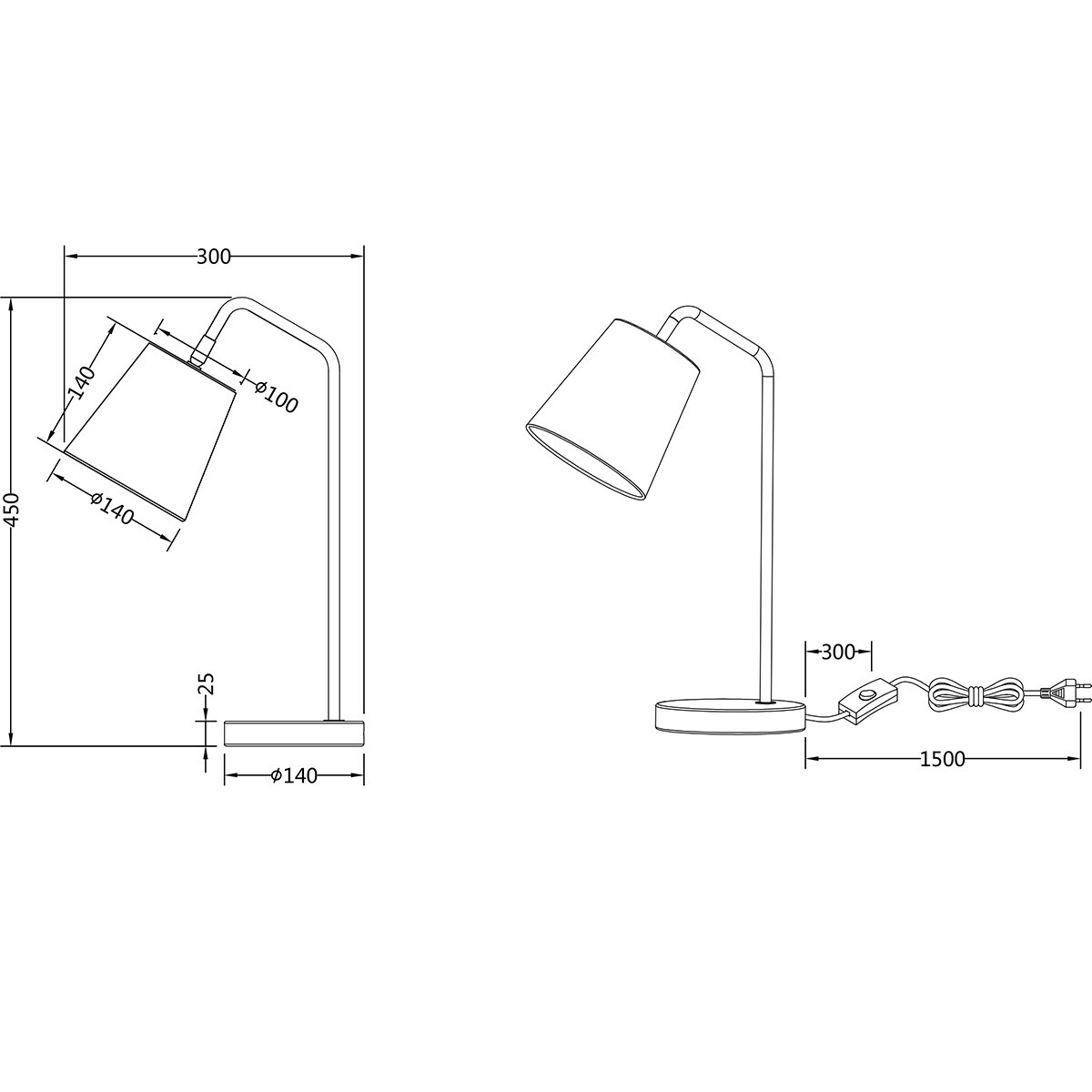 LED Tischleuchte - Tischbeleuchtung - Trion Kido - E27 Fassung - Verstellbar - Matt Weiß - Metall