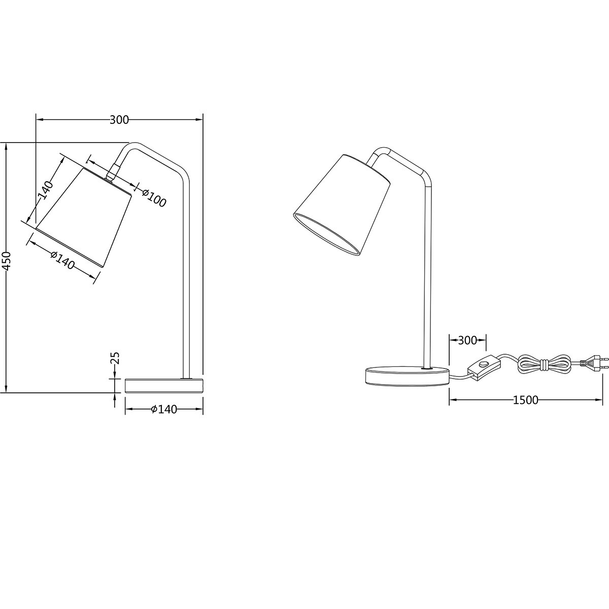 LED Tischleuchte - Tischbeleuchtung - Trion Kido - E27 Fassung - Verstellbar - Matt Schwarz - Metall