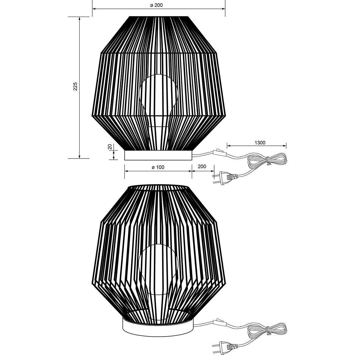 LED-Tischleuchte - Tischbeleuchtung - Trion Kimi - E27-Fassung - Rund - Braun - Papier