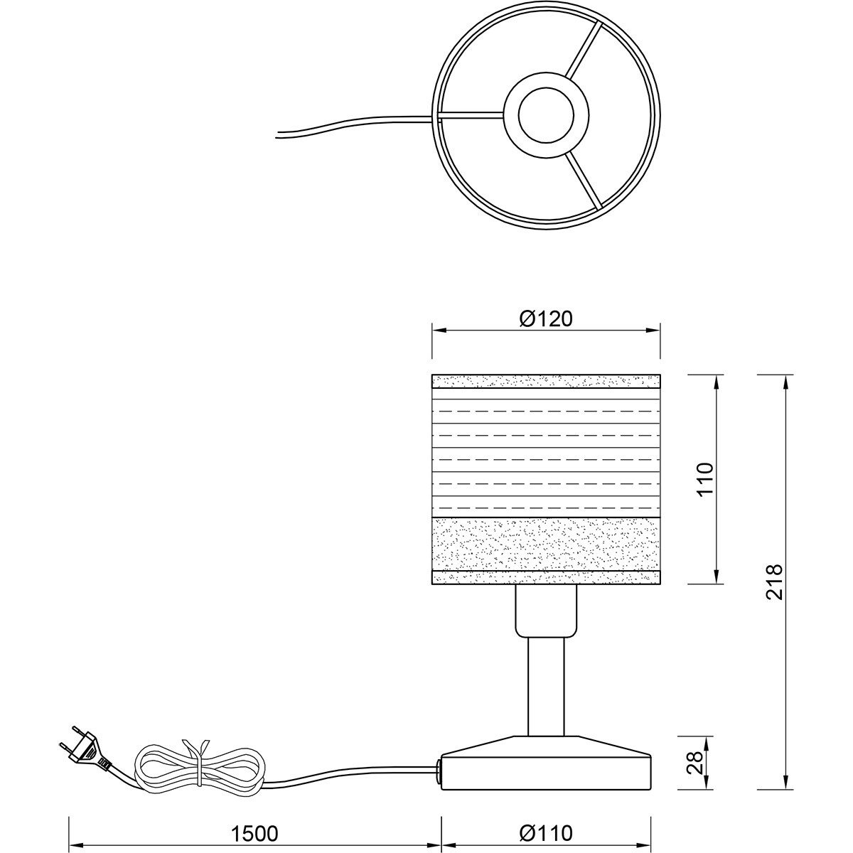 LED Tischleuchte - Tischbeleuchtung - Trion Lazo - E14 Fassung - Rund - Matt Schwarz - Metall