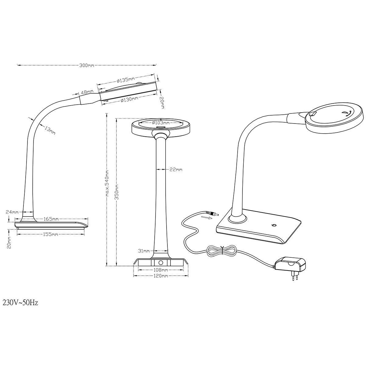 LED Tischlampe - Trion Lumpa - 5W - Warmweiß 3000K - Rund - Mattweiß - Kunststoff