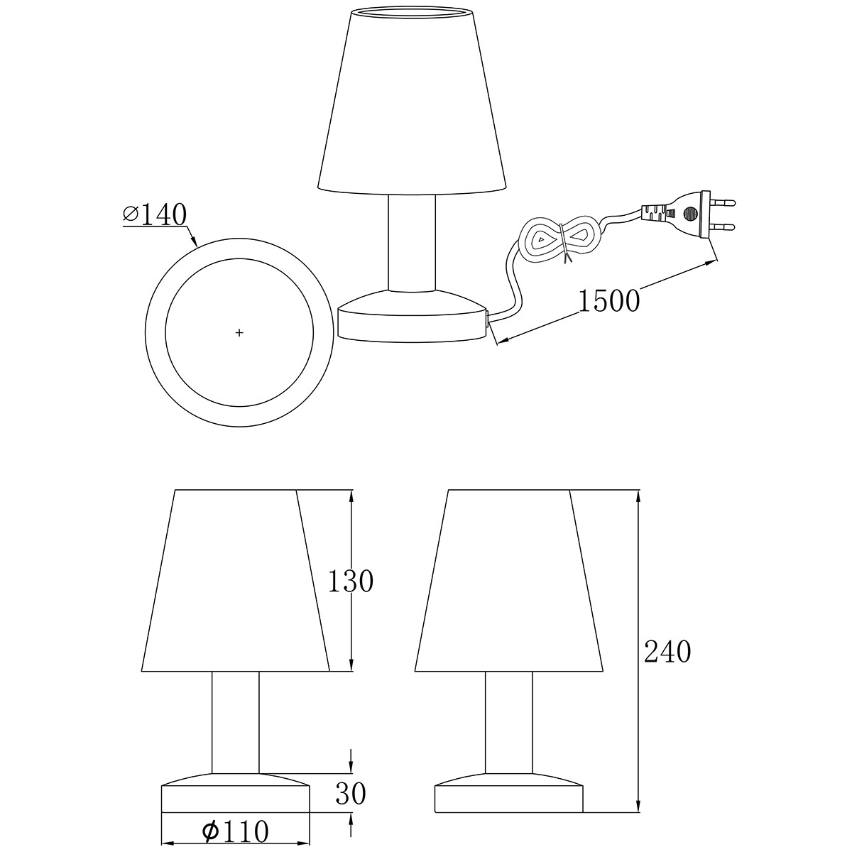 LED Tischlampe - Trion Muton - E14 Sockel - Rund - Türkis - Aluminium