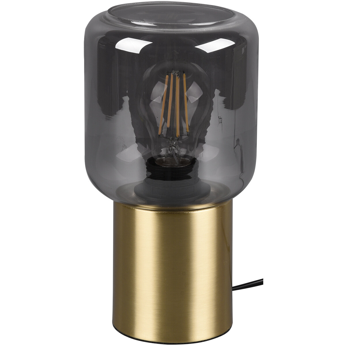 LED Tischlampe - Trion Nikos - E27 Sockel - Rund - Mattes Gold - Aluminium