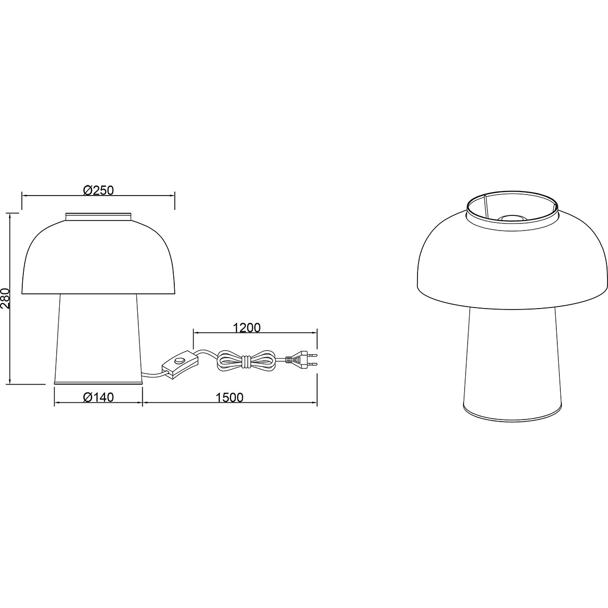 LED Tischlampe - Tischbeleuchtung - Trion Palmo - E27 Fassung - Rund - Matt Schwarz - Aluminium