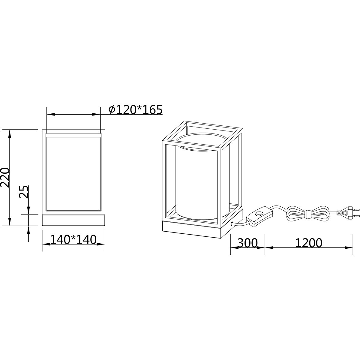 LED-Tischleuchte - Tischbeleuchtung - Trion Rocky - E27-Fassung - Quadratisch - Mattschwarz - Metall