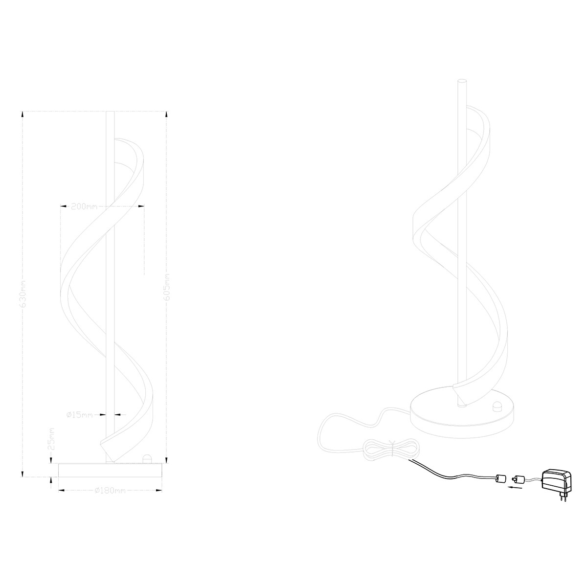 LED Tischlampe - Trion Syndi - 14W - Warmweiß 3000K - Dimmbar - Rund - Matt Chrom - Aluminium