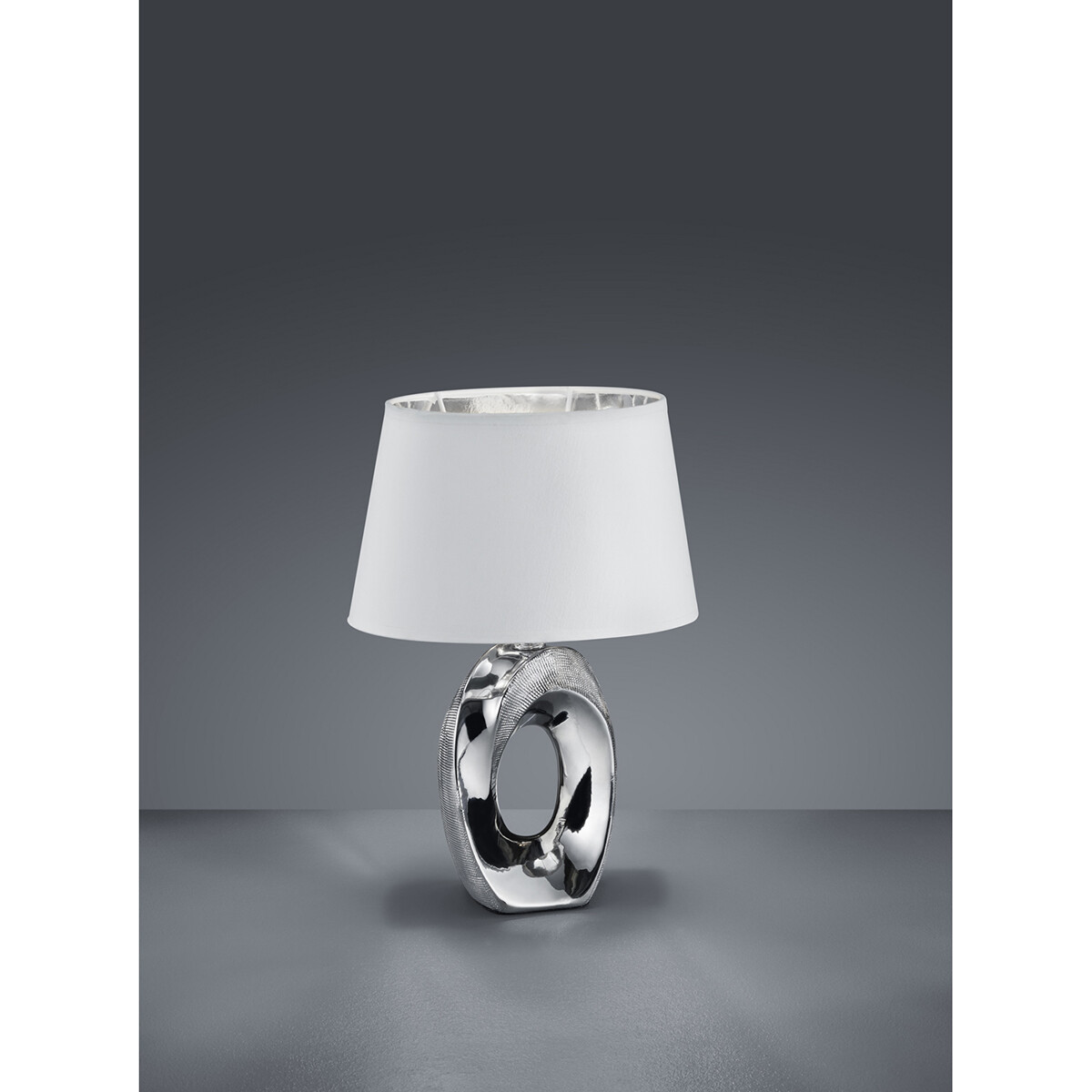 LED Tischlampe - Trion Tibos - E14 Sockel - Rund - Silber - Keramik