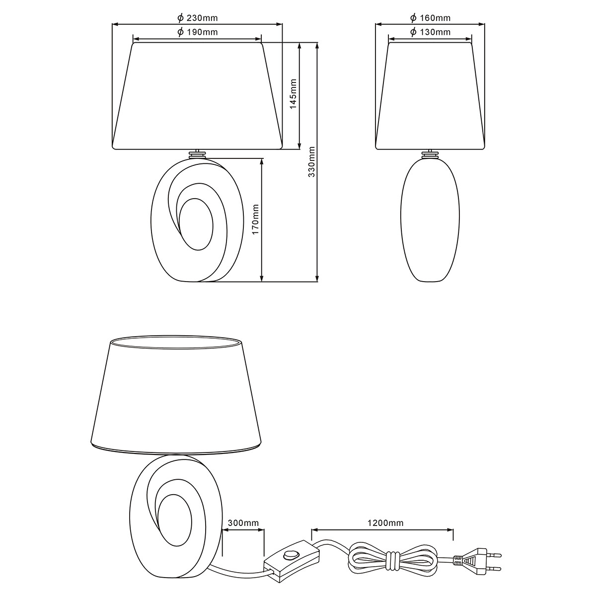 LED Tischlampe - Trion Tibos - E14 Sockel - Rund - Silber - Keramik