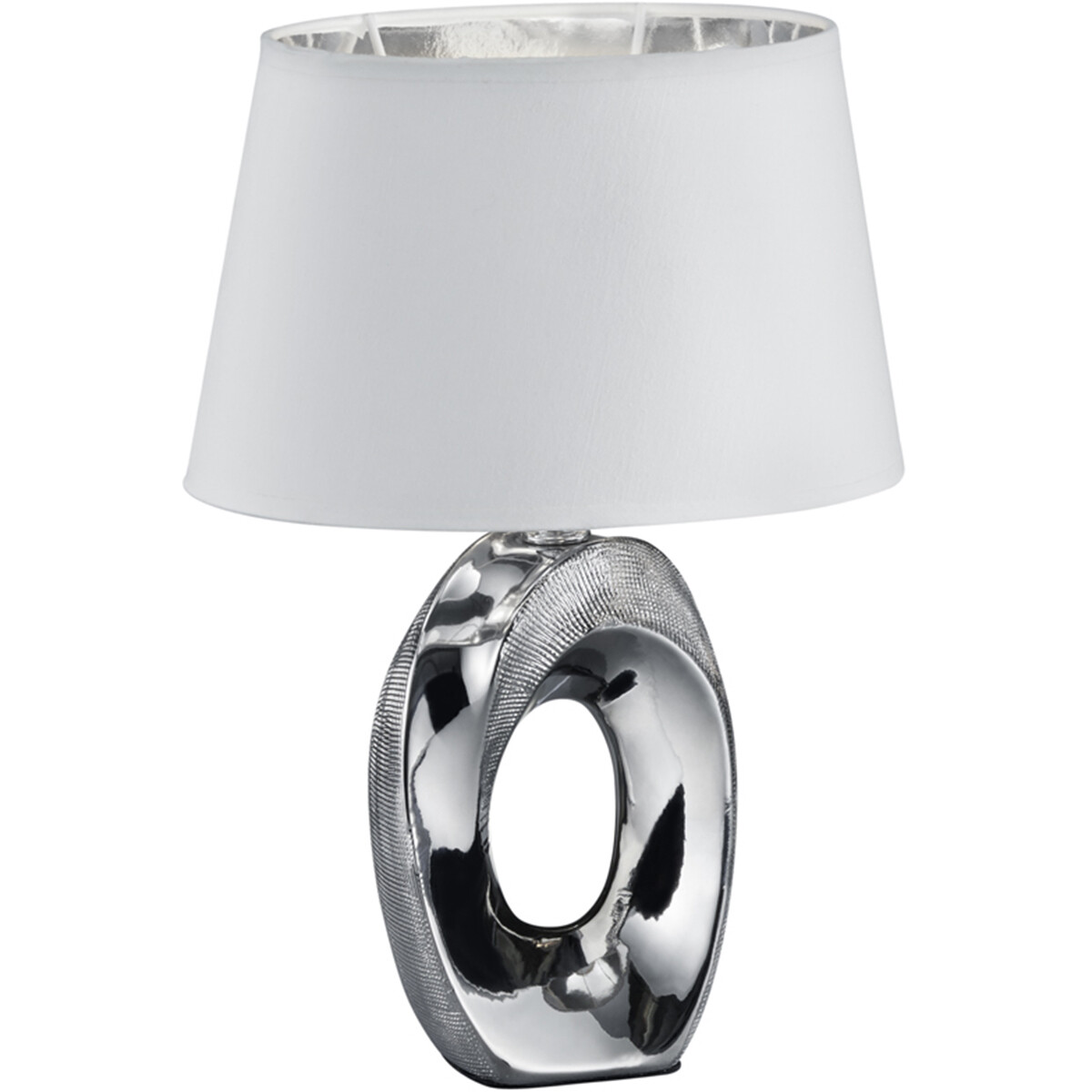 LED Tischlampe - Trion Tibos - E14 Sockel - Rund - Silber - Keramik