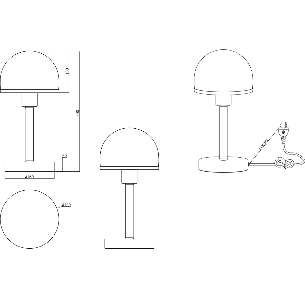 LED Tischleuchte - Tischbeleuchtung - Trion Toas - E27 Fassung - Rund - Matt Nickel - Metall