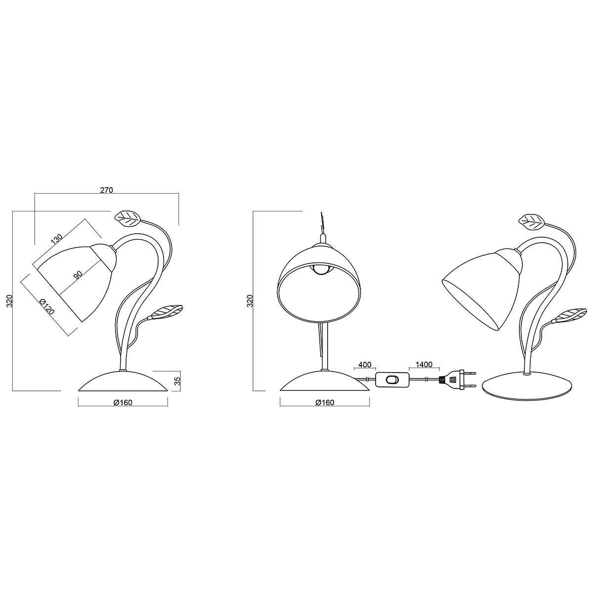 LED Tischlampe - Trion Trada - E14 Sockel - Rund - Antike Rostfarbe - Aluminium