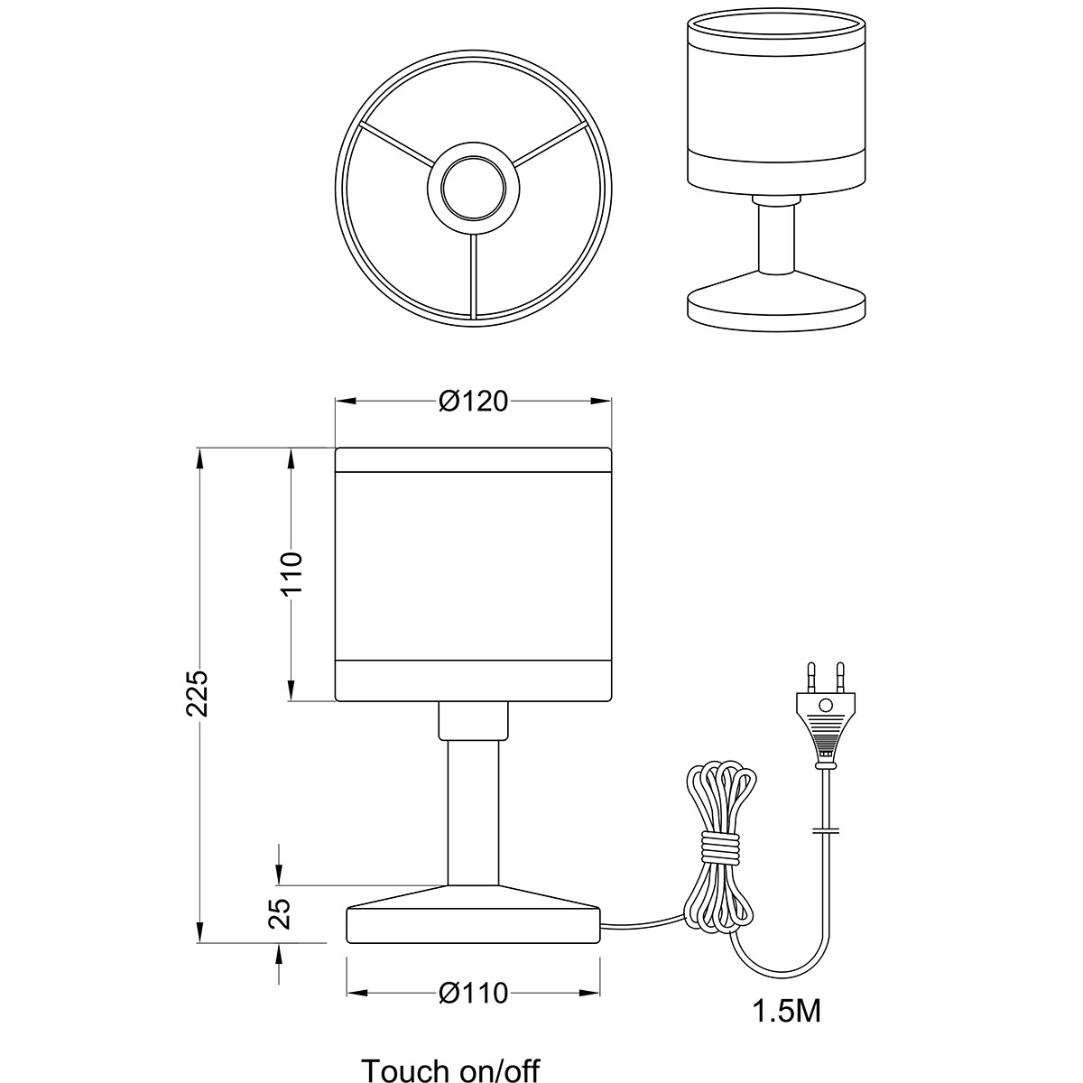 LED-Tischlampe - Tischbeleuchtung - Trion Vamos - E14 Fassung - Rund - Chrom - Metall