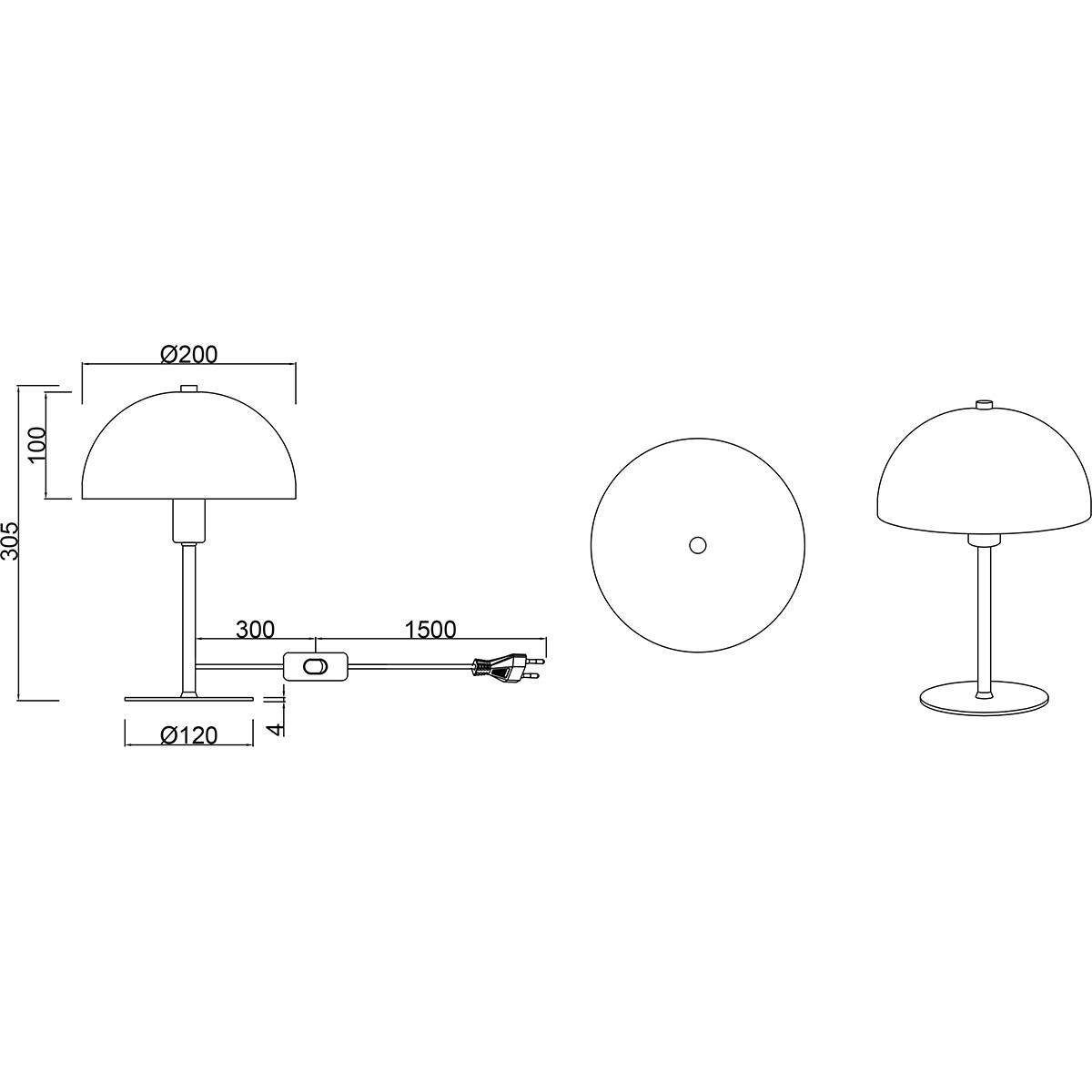 LED-Tischleuchte - Trion Alia - E14-Fassung - Rund - Mattweiß - Metall