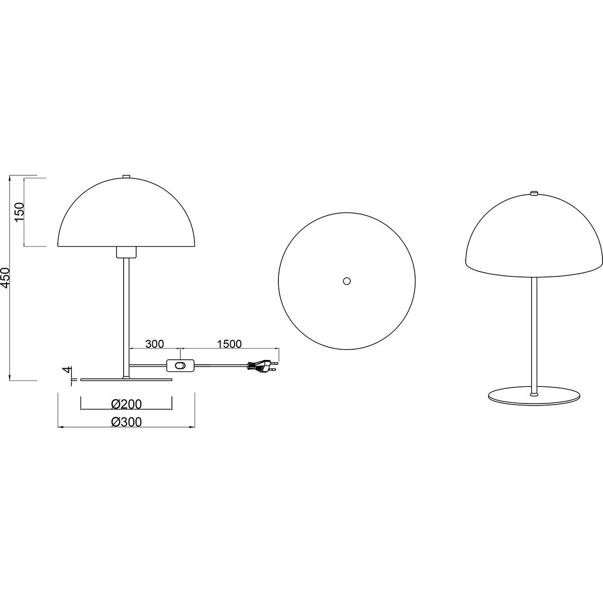 LED-Tischleuchte - Trion Alia - E27-Fassung - Rund - Mattschwarz - Metall