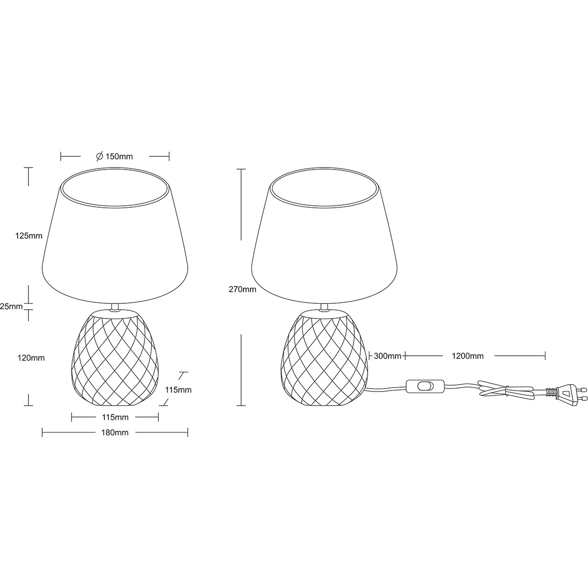 LED Tischlampe - Trion Aroniz - E14 Fassung - Rund - Braun - Keramik