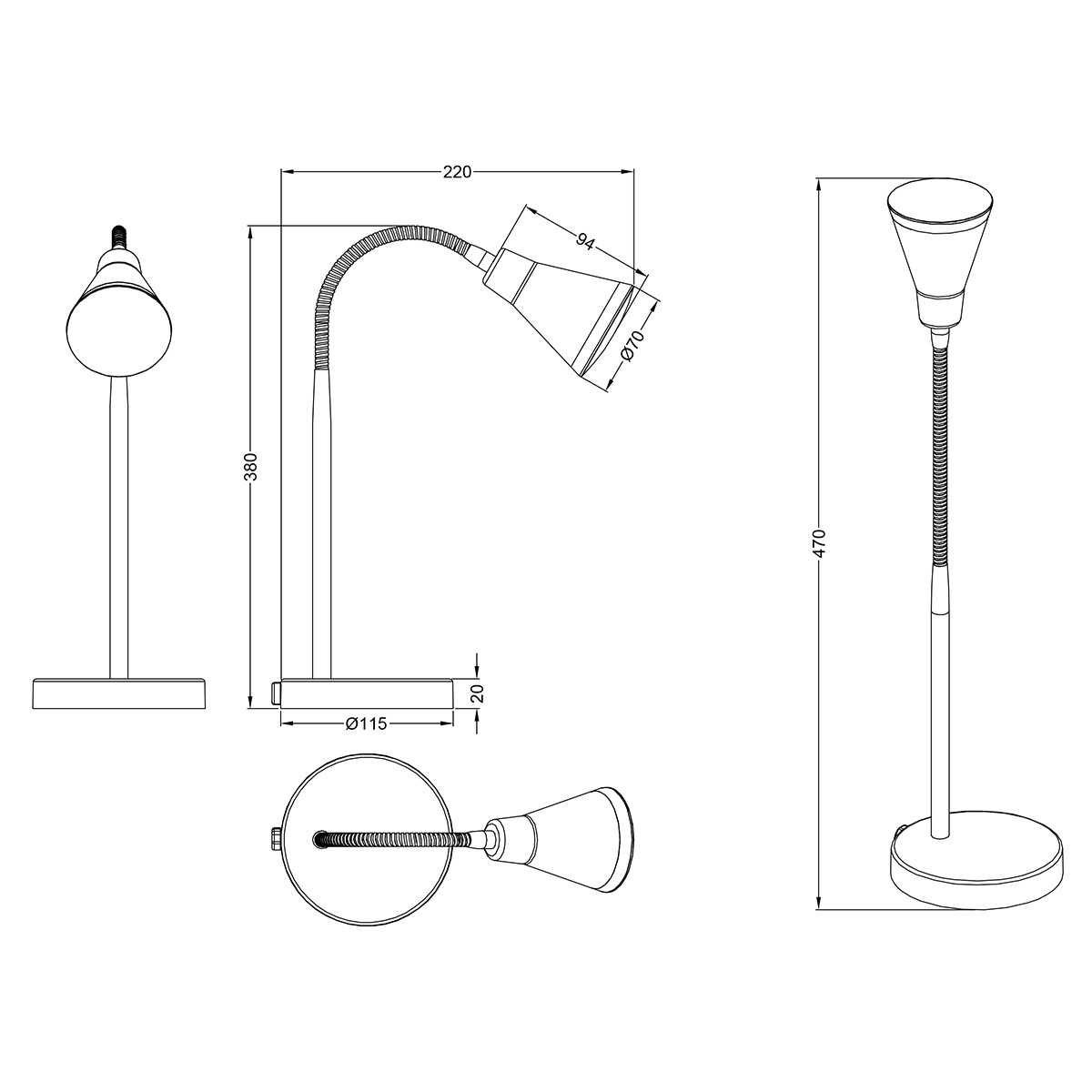 LED Tischlampe - Trion Arora - 3W - Warmweiß 3000K - Rund - Glänzend Titan - Kunststoff