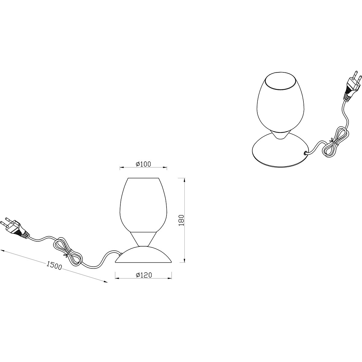 LED Tischleuchte - Trion Bekre - E14 Fassung - 1 Lichtquelle - Matt Nickel - Metall - Weißes Glas