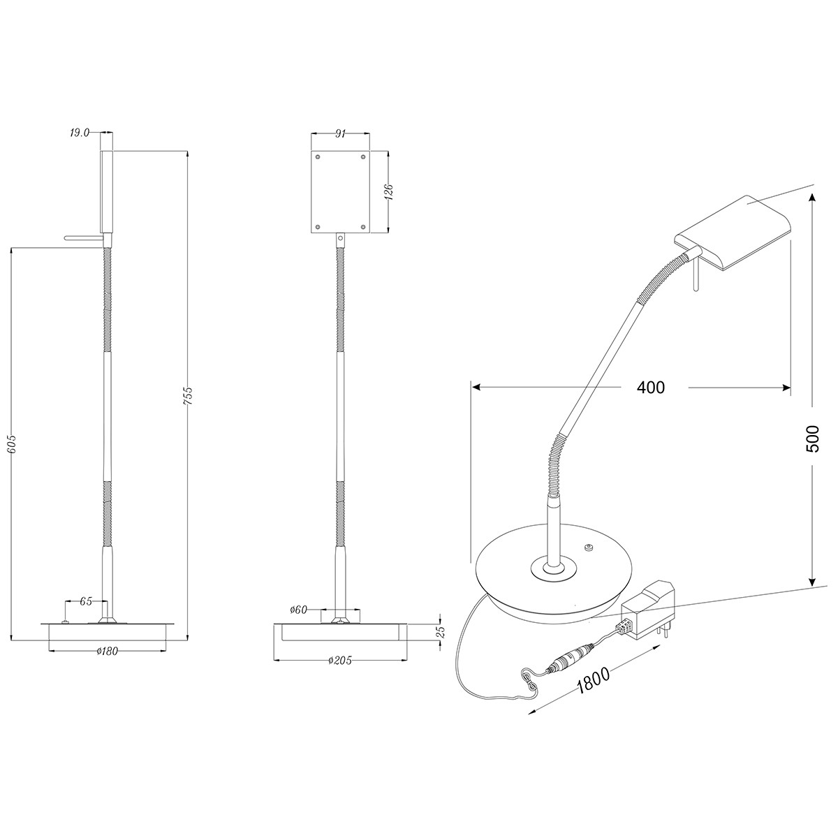 LED Tischlampe - Trion Bernaro - 12W - Warmweiß 3000K - Dimmbar - Rund - Matt Nickel - Aluminium