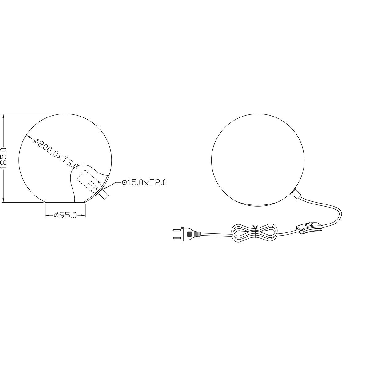 LED Tischlampe - Trion Boly - E27 Sockel - Rund - Glänzend Weiß - Glas