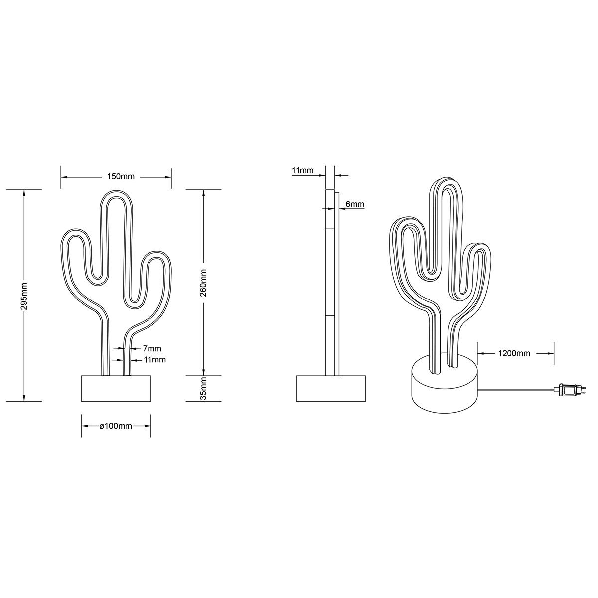 LED Tischlampe - Trion Cactus - 1W - USB - Rund - Mattweiß - Kunststoff