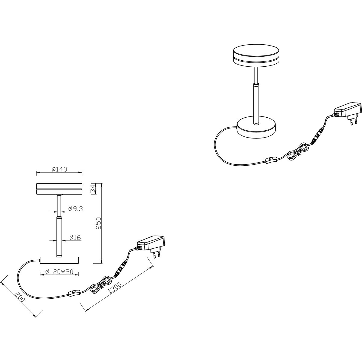 LED Tischlampe - Trion Franco - 6W - Warmweiß 3000K - Rund - Matt Anthrazit - Aluminium