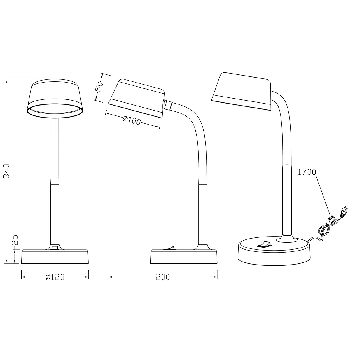 LED Tischlampe - Trion Kiki - 4W - Warmweiß 3000K - Rund - Titan - Kunststoff