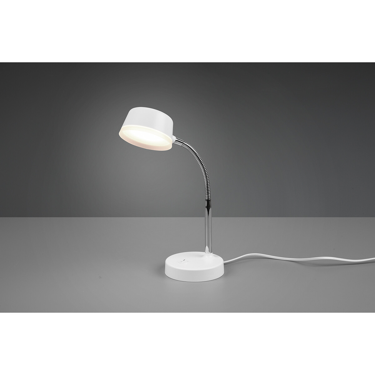 LED Tischlampe - Trion Kiki - 4W - Warmweiß 3000K - Rund - Mattweiß - Kunststoff