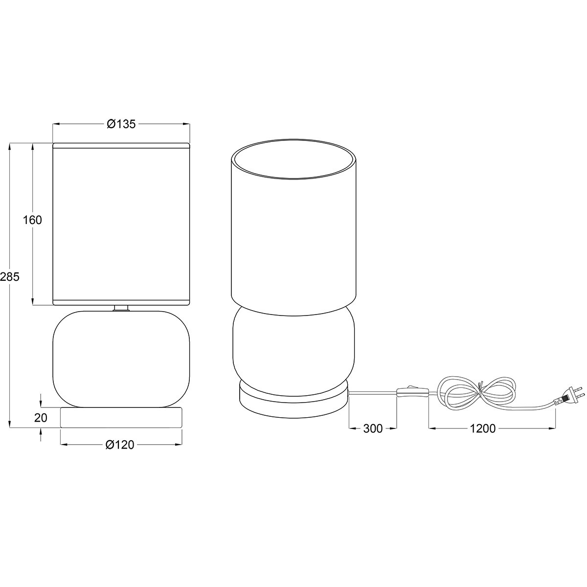 LED Tischleuchte - Trion Oliy - E27 Fassung - Rund - Matt Schwarz - Metall - Bernstein Glas