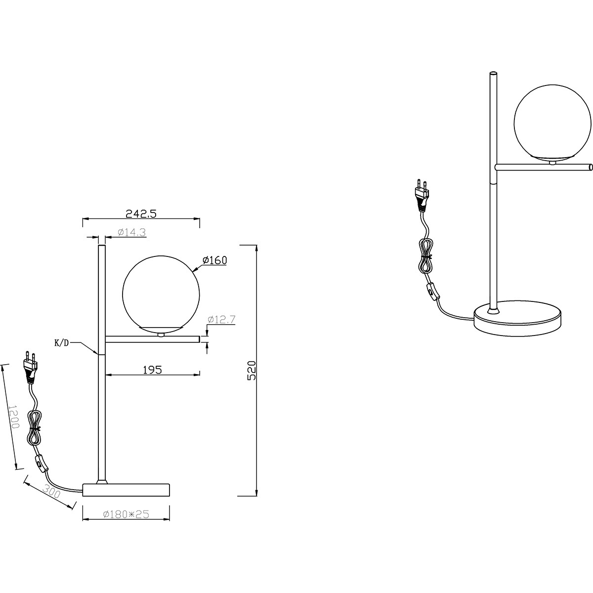 LED Tischlampe - Trion Pora - E14 Fassung - Rund - Matt Schwarz - Aluminium