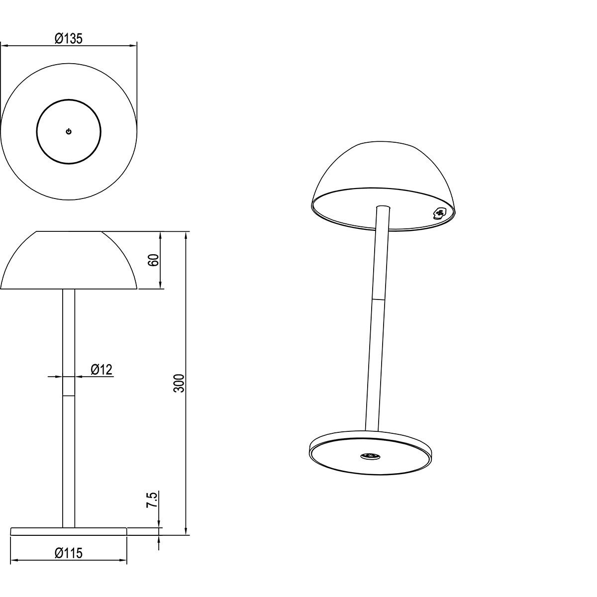 LED Tischleuchte - Trion Rado - 1.7W - Warmweiß 3000K - Aufladbare Batterien - Grau - Kunststoff