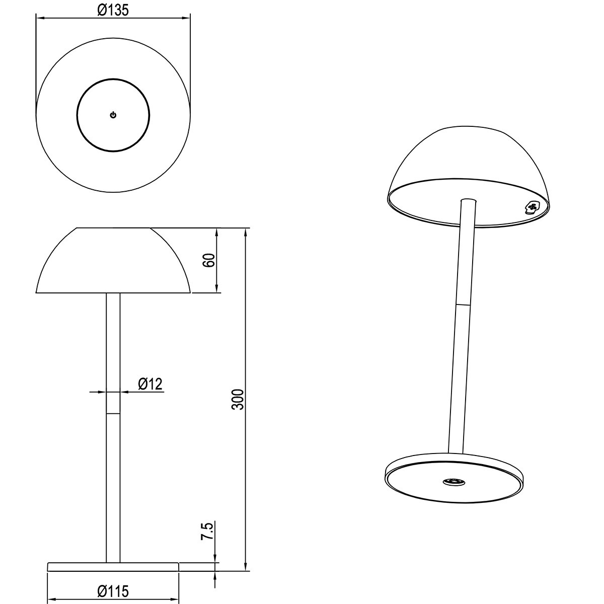 LED Tischleuchte - Trion Rado - 1.7W - Warmweiß 3000K - Aufladbare Batterien - Matt Weiß - Kunststoff