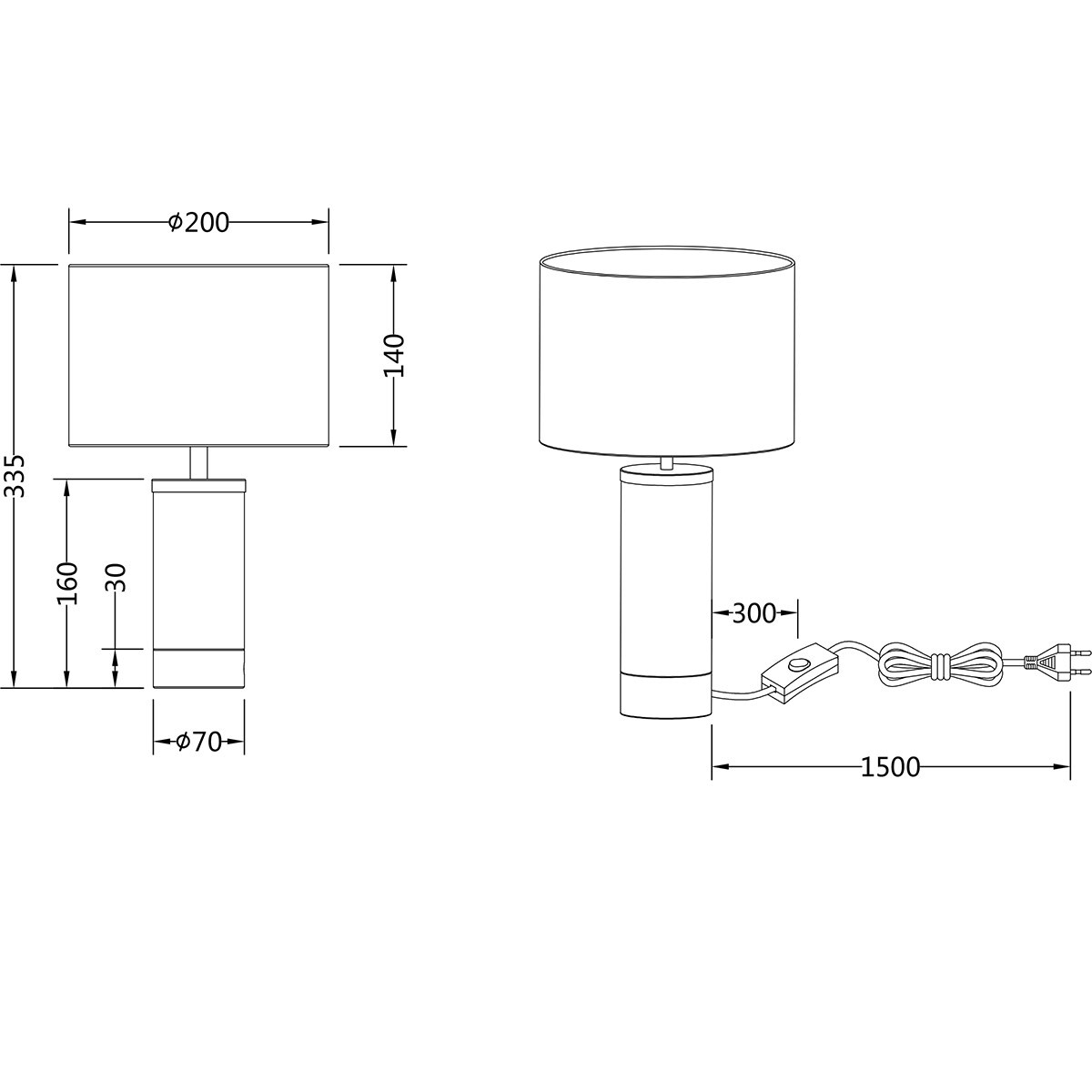 LED Tischleuchte - Trion Raziye - E14 Fassung - 1 Lichtpunkt - Max 25W - Matt Nickel - Metall