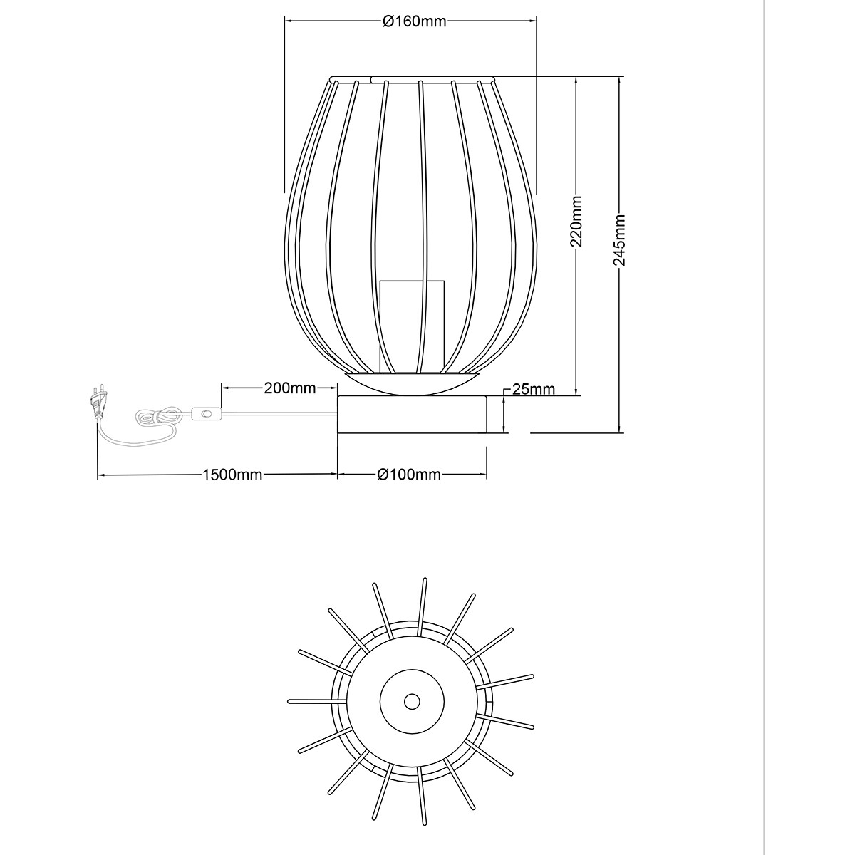 LED-Tischlampe - Trion Rigo - E27-Fassung - Rund - Mattschwarz - Metall