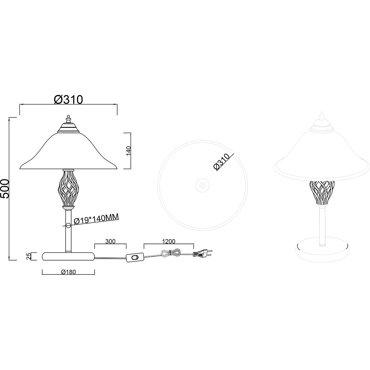 LED Tischlampe - Trion Rustina - E14 Fassung - 2-lichtig - Rund - Rostfarben - Aluminium