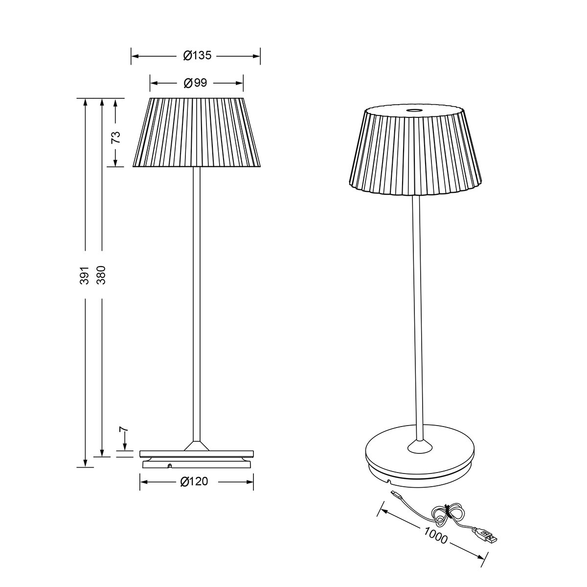 LED Tischleuchte - Trion Uraz - 1.5W - Warmweiß 3000K - Aufladbare Batterien - Rot - Metall